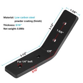 eoere 6-Pack Heavy-Duty 45 Degree Inside Flush Post Brackets for 2x2 Wood Posts, Black, 5/16" Thick