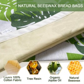 NEOHANA 2 Packs Beeswax Bread Bags,Bread Bags for Homemade Bread, Reusable Cotton Beeswax Bread Bag to Keep Fresh,Sourdough Bread Bags