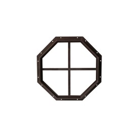 14 Inch Octagon Window, Flush Mount, Tempered Glass, Great for Outdoor Sheds, Garages, Playhouses, and Barns! (Brown)