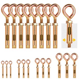 Glarks 8pcs M12 Concrete Eye Bolts, Carbon Steel Expansion Screws Closed Hook Bolts, Colored Zinc Plated Expansion Eye Bolt Screw Anchor for Wall Masonry Concrete Expansion Heavy Duty Bolts
