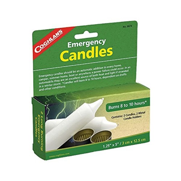 Coghlan's Emergency Candles, 2 Pack , White , 1 1/2' x 5'