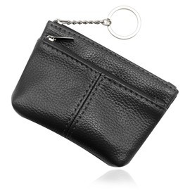 Coin Purse,Purses Women Zipper Pocket with Key Ring, Women Double Zipper Card Holder Wallet with 3 Compartments (Black)