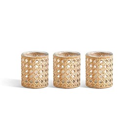 Two's Company Lumingnon Set of 3 Cane Webbing Candleholders/Vases