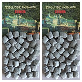 TRIMONTIUM GWR13-P2 Incense Greek Incense Pieces Cedar 2 x 25 g for Smoking on Charcoal or Sieve, Resin, Talc, Essential Oils, Dove Grey, 13 x 7 x 2.5 cm
