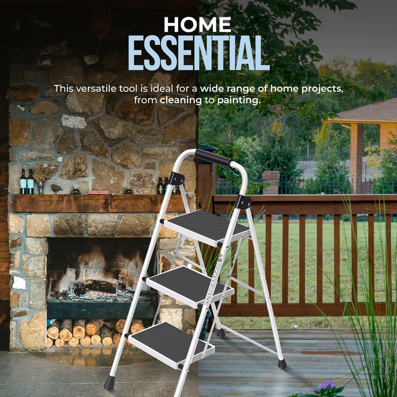 SIMPLI-MAGIC Step Ladder, 3 Step Stool Ergonomic Folding Step Stool