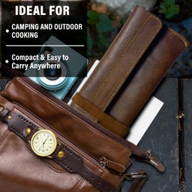 RED SCORPION ENTERPRISES Handmade Leather Chef Knife Sheath – Universal Fit | Single Slot Knife Roll | Heavy Duty Leather Knife Cover with Belt Wrap | Kitchen Knife Storage