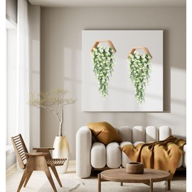 Yimingjin Artificial Fake Hanging Flowers Plants for Spring Decoration, 2PCS Silk Morning Glory Faux Flowers with Eucalyptus Leaves, UV Resistant Trailing Vines Outdoor Home Planter (White)