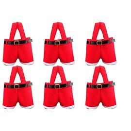 HOSL 6 Pack Basket Christmas Candy Bags Bags Portable Santa Apple Gift Bag Wedding Candy Tote Bag Christmas Santa Pants Gift Romper Box for Party Home Decor