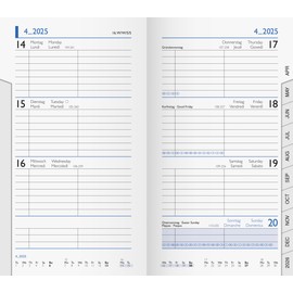 BRUNNEN Weekly Replacement Calendar Model 756 (2025), 2 Pages = 1 Week, A6, 144 Pages, White