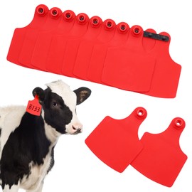 4.1” L×3”W Livestock Blank Ear Tags 100 Pieces Cattle Ear Tags Big TPU Precision Animal Identification Blank Ear Tags Animal Earring Marker Tags for Cattle Cow Swine Deer Camel Horse（Red）
