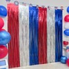 4 Pack 4th of July Foil Fringe Curtains, Red White