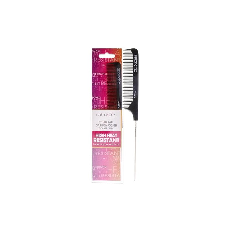 SalonChic Pin Tail Carbon Comb High Heat Resistant 9 -