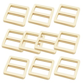 Bytiyar 10 Pcs 1 inch Alloy Metal Flat Slider Buckle Dual Belt Adjuster TriGlide Keeper Buttons Fasteners for Sewing DIY Accessories Light Gold