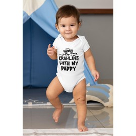 Freedomtees Crawling With My Daddy Baby Bodysuit – Off-Roading Gift for Dad | Funny 4x4 Rock Crawler Infant Outfit | White Creeper (Baby, White, NEW BORN)