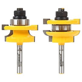 YONICO Cabinet Door Rail and Stile Router Bits Set 2 Bit Round Over 1/4-Inch Shank 12241q