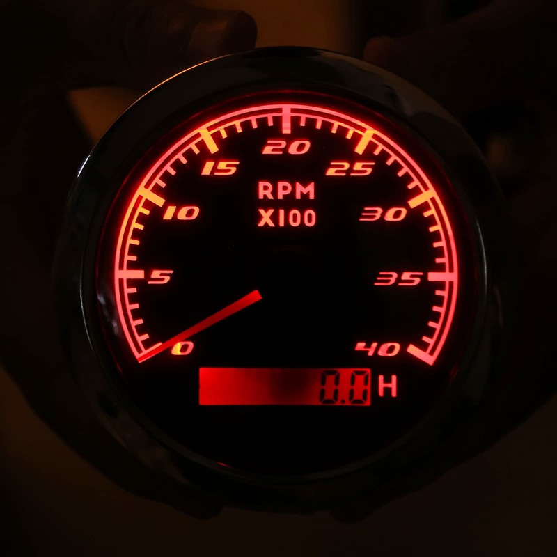 Diesel Tachometer, Tachometer Red Backlight for Car(black)