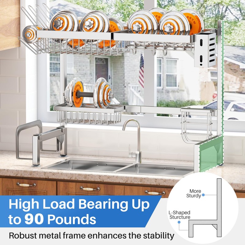 Over The Sink Dish Drying Rack - Adjustable Dish Rack