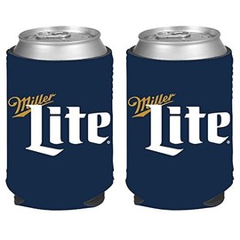 Miller Lite 12oz Beer Can Cooler Holder Kaddy Coolie Huggie Navy Set of 2