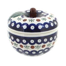 Blue Rose Polish Pottery Nature Apple Baker