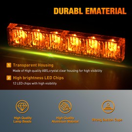 Nilight 12LED Emergency Strobe Traffic Advisor Light Bar 2 in 1 Amber Dash Warning Safety Flashing Lights Front/Rear Windshield Construction Lights for Trucks Cars Plow Police Firefighter Vehicles