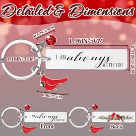 Cardinal Keychain Memorial Sympathy Gifts - Red Cardinal Bird Charm Key Ring for Women Remembrance Gift, Bereavement Present for Loss of Mother Father Son Daught Wife Husband Family Friend (Rectangle)