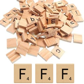 Glamified Pack of 50 - F Scrabble Tiles - Same Letters Bags -WOODEN SCRABBLE TILES BLACK LETTERS NUMBERS FOR CRAFTS WOOD ALPHABETS (Letter F, Pack of 50 Tiles)