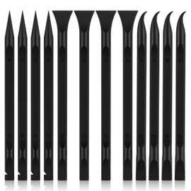 12 PCS Carbon Fiber Plastic Scrapers Tool, Non-Scratch Scraper Tool for Tight Spaces, Multi-Purpose Label Scraper Pen-Shaped, for Car Cleaning Supplies, Kitchen, Crevices, Stains (Black)