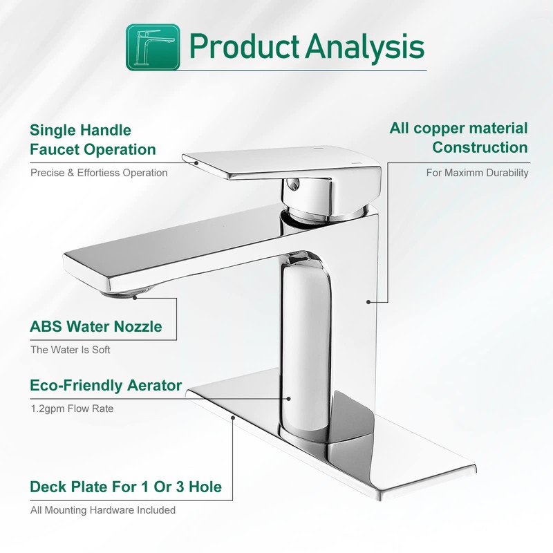 VOTON Chrome Bathroom Faucet One Hole Single Handle Bathroom Sink