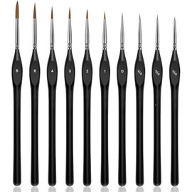 Timotech Maple Juego de Pinceles de Pintura para Detalles, 10 Piezas, Pinceles en Miniatura para Detalles Finos y Pintura artística, acrílico, Acuarela, óleo, Modelos