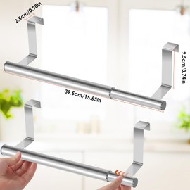 Door Towel Holder Kitchen - Towel Holder for Hanging No Drilling Stainless Steel Towel Rail Door Towel Rail Telescopic for Kitchen and Bathroom Drawers