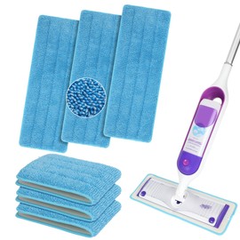 6 Pack Reusable Microfiber Mop Pads Compatible with Swiffer PowerMop, Machine Washable Replacement Pads for 13"-15" Spray Mop, Dry Wet Mopping Cloths Compatible with Multiple Floor Types