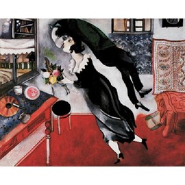 Picture Peddler Birthday by Marc Chagall Romantic Men Women People Cool Warm Colors Poster (Choose Size of Print)