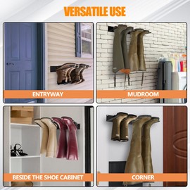 2 Pack Boot Rack, Sturdy Metal Wire Hanging Boot Organizer, Rust Resistant, Ideal for Mudroom, Entryway, Garage