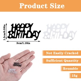 Yuanchu Pack of 500 Happy Birthday Confetti, Table Decoration, Birthday Scatter Decoration, Birthday, Silver, Black, Glitter, Birthday Decoration, Table Woman Man Confetti Decoration Streamers
