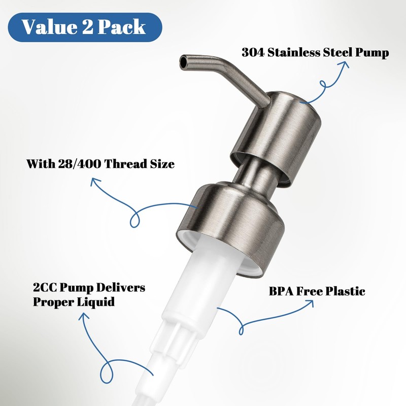 UHEY HOME Soap Dispenser Pump Replacement 304 Stainless Steel for