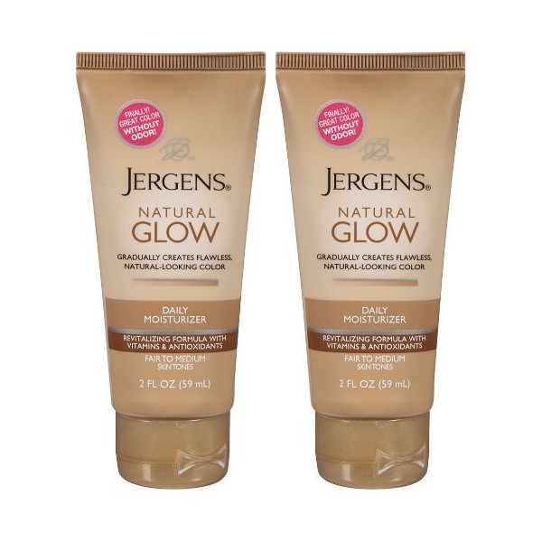 Jergens Natural Glow Revitalizing Daily Moisturizer, Fair to Med, Trial Size - 2 oz - 2 pk