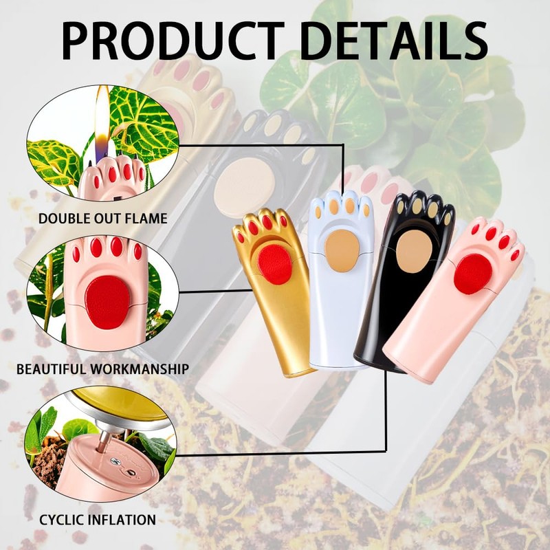 Gold Cat Lighter,Cute Cat Flame Lighter, Soft Fire Cat Claw