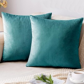 AUSSPVOCT Velvet Throw Pillow Covers 18 x 18 Set of 2, Soft Decorative Couch Pillow Cover Square Cushion Covers for Sofa Bed Car Living Room Farmhouse Decor, Cream White