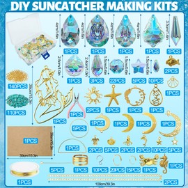 VEEKAY 425 Pieces Sun Catcher Crystal Craft Set, DIY Sun Catcher Window Decoration, Sun Catcher Crystal Wind Chime, Suncatcher Wind Chime Crafts, Window Decoration Hanging for Home, Office, Garden,