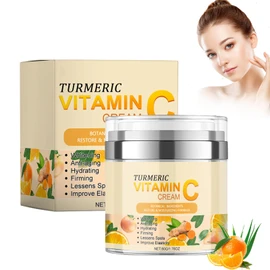 Kurkuma Vitamin C Gesichtscreme, Kurkuma-Creme zur Korrektur Dunkler Flecken, Anti Aging Feuchtigkeits Hautstraffungs und Aufhellungscreme, für Jeden Hauttypen ginger cream