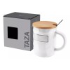 Inox Taza Tapa Bambu Cuchara Metalica Ceramica Acero Inox Glossy