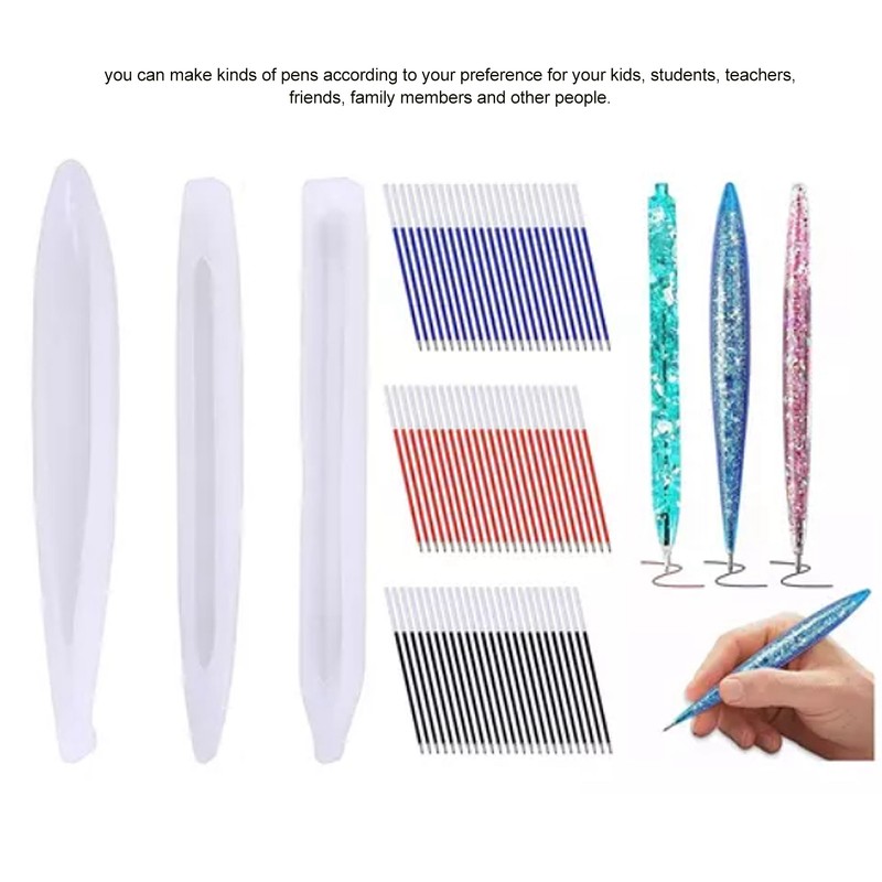 9Pcs Pen Resin Molds Silicone Smoothing Durable Easy Removal Ballpoint