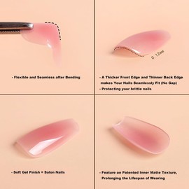 Redykat 24PCS Glossy Soft Gel Almond Press On Nails, Glazed False Nails,Salon Quality Nail art, Long Acrylic Fake Nails, Home Quick Manicure (Glazed Hazelnut)