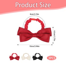 Nzexlyva 3 Pcs Hair Scrunchies with Bow, Bow Hair Ties for Women and Girls Elastic Bowknot Hair Ties Silk Ponytail Holder, Rubber Bands for Women and Girls, Hair Accessories for Thick and Thin Hair