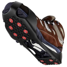 GT20 Light Ice Snow Grips Cleat Crampons Over Shoe/Boot Traction Cleat Slip-on Stretch Footwear (Balck, Large)