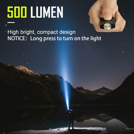 lexall LED Small Flashlight, 500Lumens Bright Mini Keychain Light, Portable USB Rechargeable Pocket Lights with 3 Modes Compact Baseball Cap Lights Indoor and Outdoor for Walking,Searching