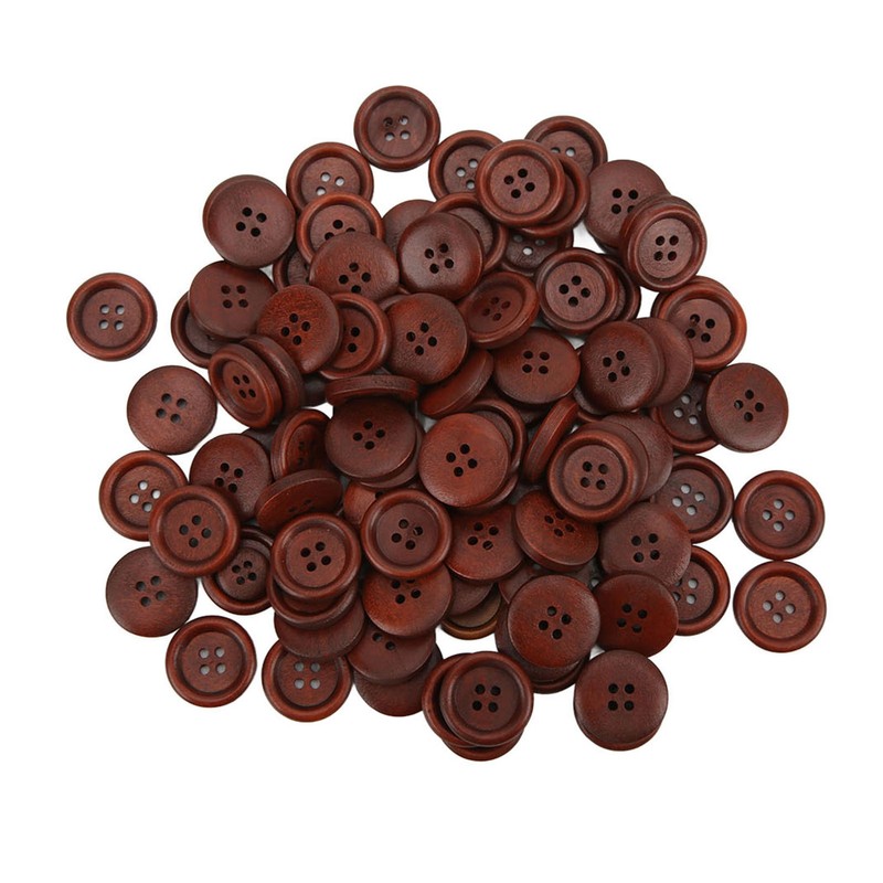 100Pcs Wooden Button 20mm 4 Holes Delicate Cute Waterproof Clothing