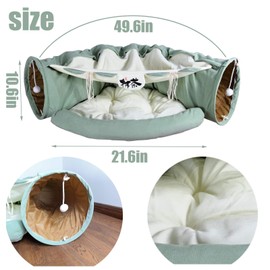 LEFTSTARER 2-in-1 Collapsible Cat Tunnels for Indoor Cats Beds and Hideout for Pets Dogs Rabbits Home Soft Tunnel Tubes Toys with Removable Washable Mat