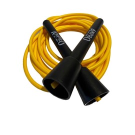 Ampro Zoom Adjustable Speed Skipping Rope 11ft - Jump Rope - Skip - Skill - Training - Exercise (Black/Yellow)