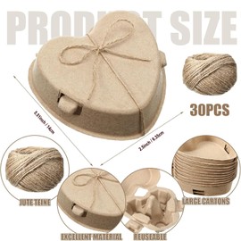 3 Egg Cartons 3 Count Crate Heart Shaped Paper Pulp Egg Container with Jute Rope Reusable Baskets Holder for Backyard Storage Valentine Chicken Lover Gifts(30 Pcs/60pcs) (30)